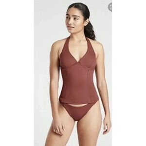 ATHLETA Sculpted Halter Tankini Swimsuit Top Sienna Rust Women’s Size 32B